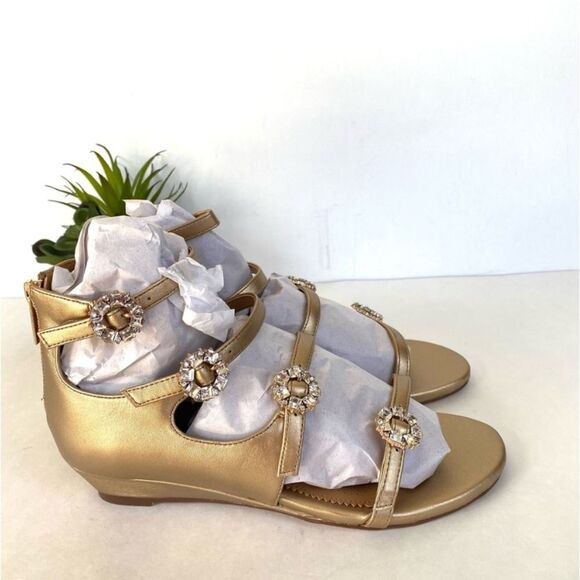 Comfortview Strappy Embellished Sandals Gold 8WW - Picture 6 of 14